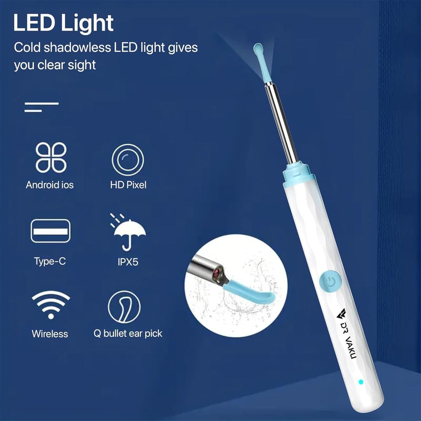 Smart Earwax Removal Kit with HD Camera & WiFi (7-Piece Set, 6 LED, iOS/Android Compatible)