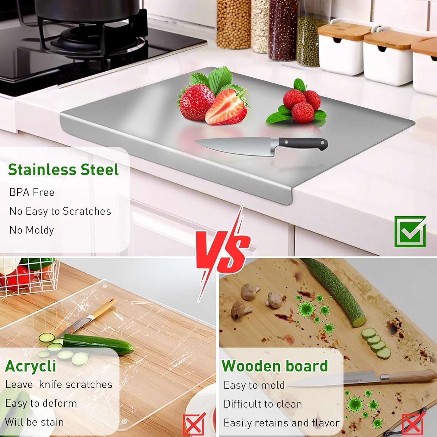 Stainless Steel Chopping Board Large